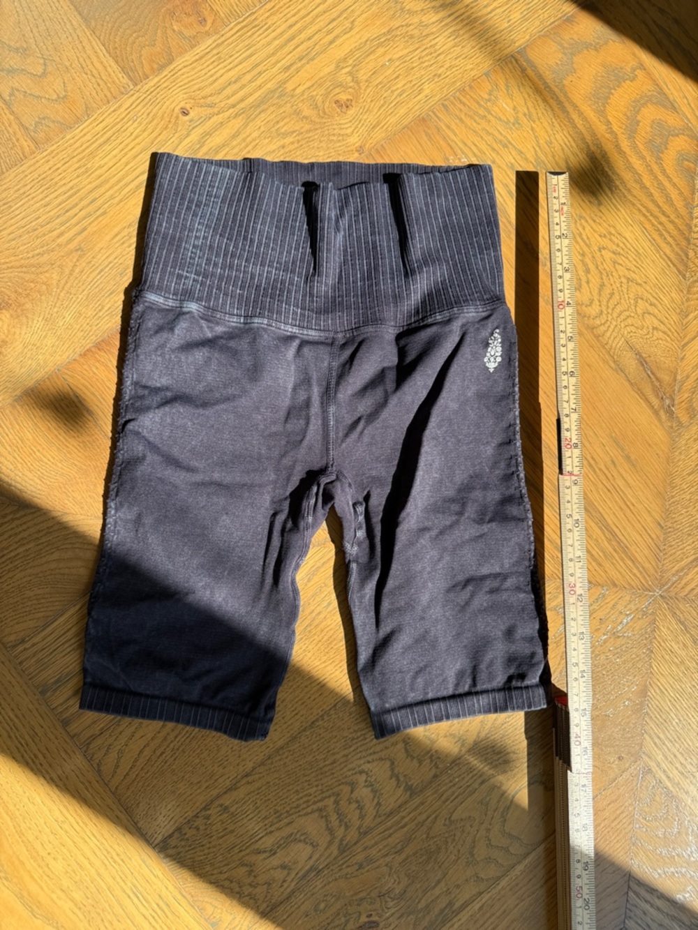 Free People Charcoal Ribbed Waist Bike Shorts